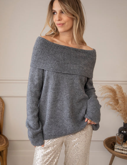 Pullover - Soft Shoulders - Grau