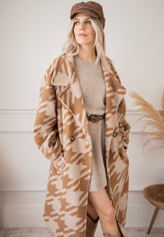 Beau Pied-De-Poule Beige/Brown - Coat