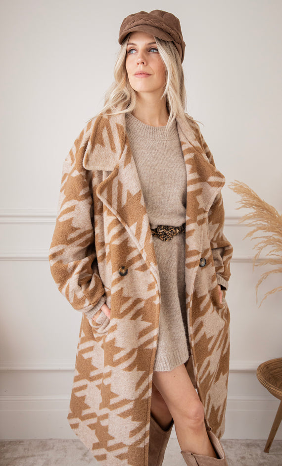 Beau Pied-De-Poule Beige/Brown - Coat