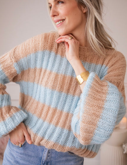 Sweet Softness Camel/Baby Blue - Trui