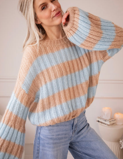 Sweet Softness Camel/Baby Blue - Trui