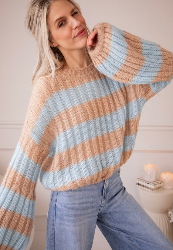 Sweet Softness Camel/Baby Blue - Trui