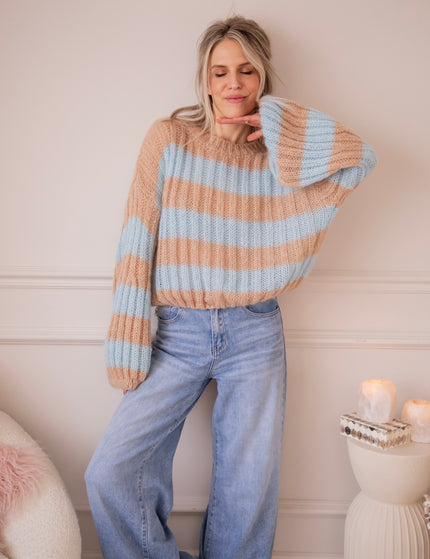 Sweet Softness Camel/Baby Blue - Trui