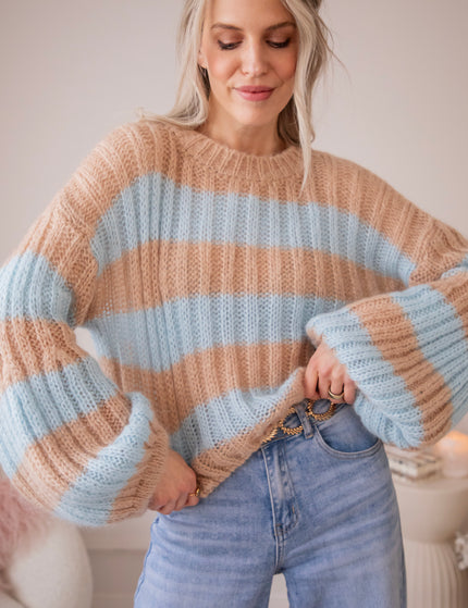 Sweet Softness Camel/Baby Blue - Trui