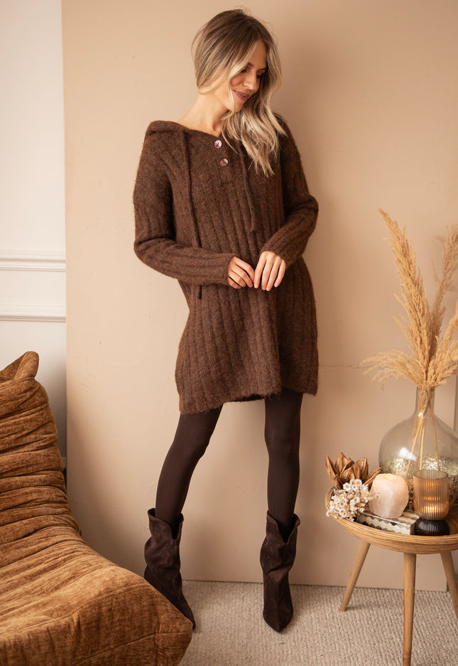 Pulloverkleid - All In Cozy - Haselnuss