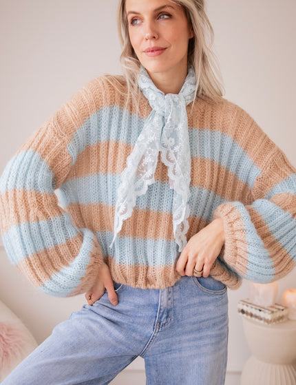 Sweet Softness Camel/Baby Blue - Trui
