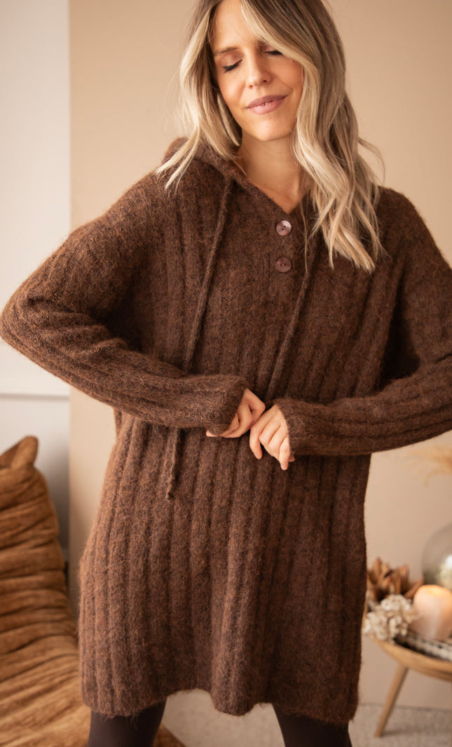 All In Cozy Hazelnut - Sweater Dress