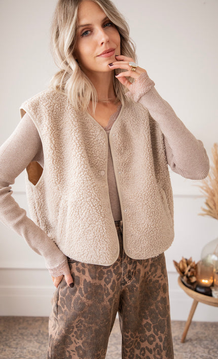 Tina Teddy Beige - Cardigan/Jacket