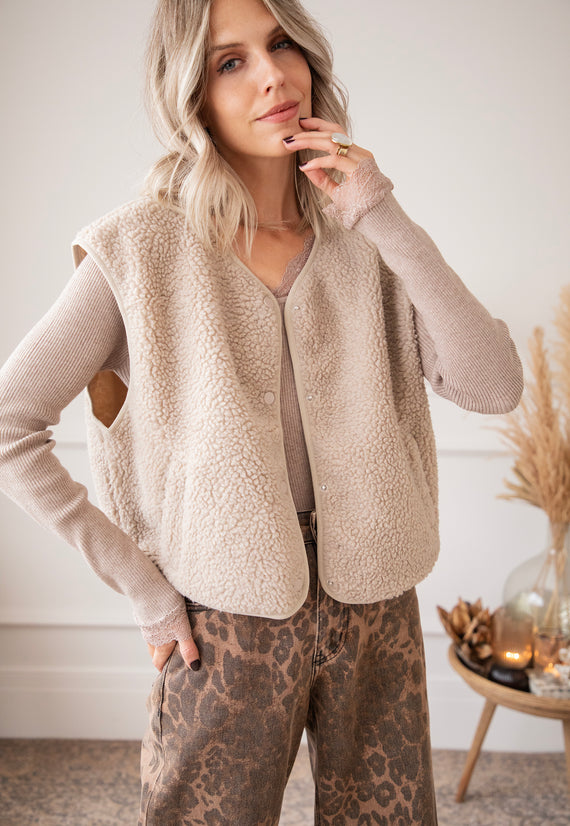 Tina Teddy Beige - Cardigan/Jacket