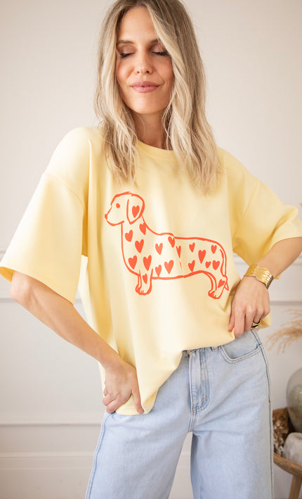 T-Shirt - My Dog, My Heart - Gelb