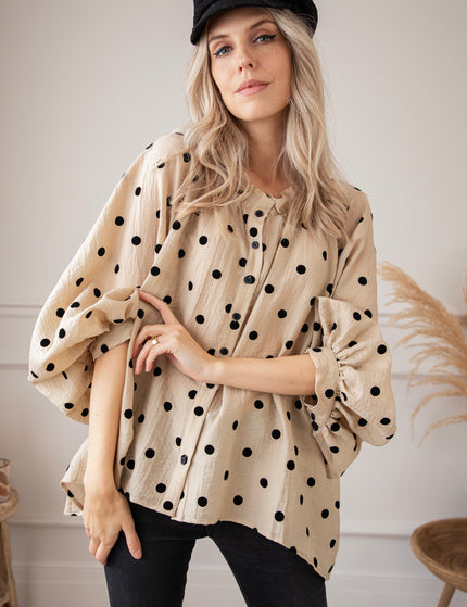 Dotsy Beige/Black - Blouse