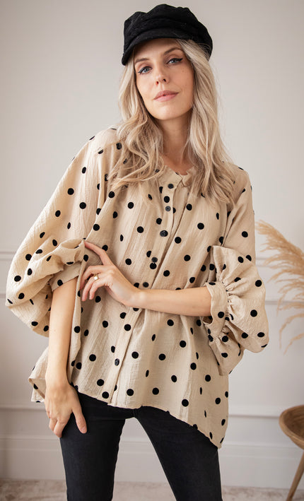 Dotsy Beige/Black - Blouse