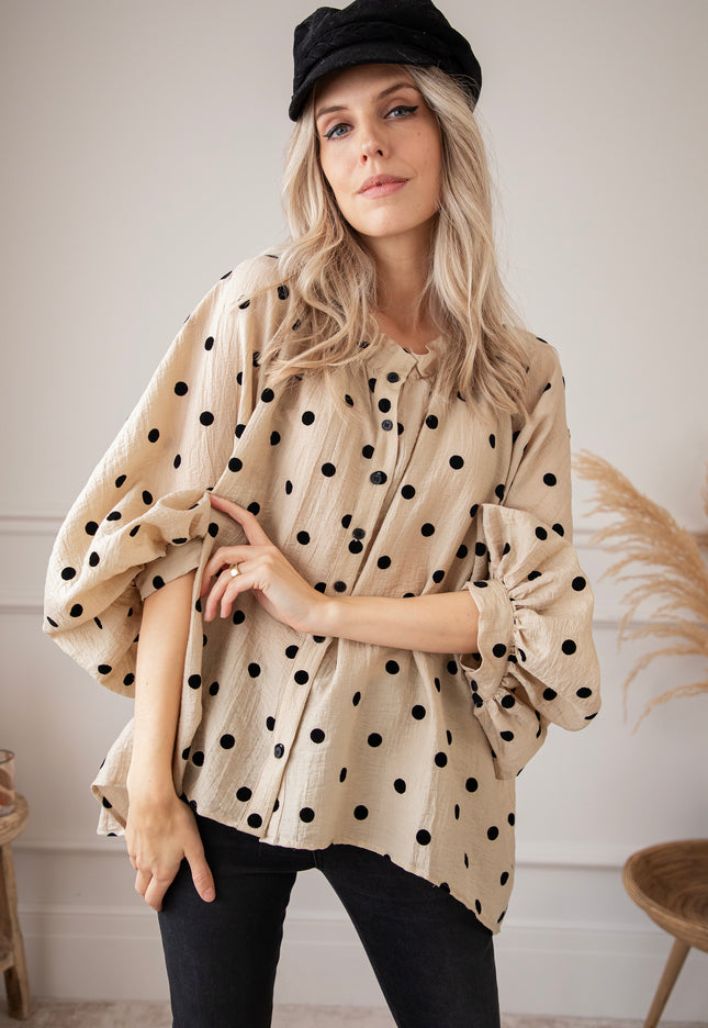 Dotsy Beige/Black - Blouse