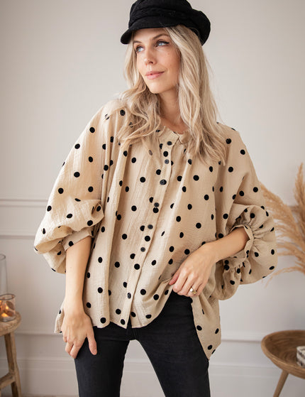 Dotsy Beige/Black - Blouse