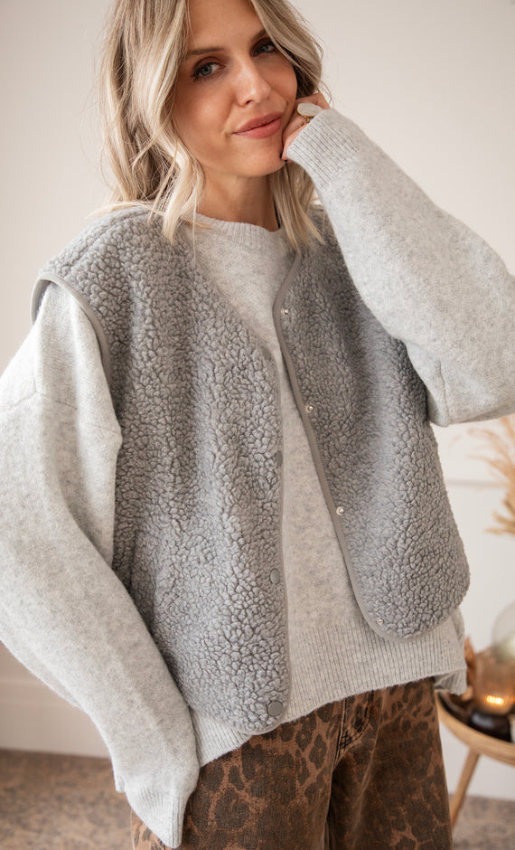 Tina Teddy Grey - Cardigan/Jacket