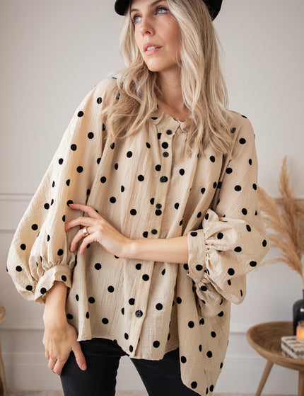 Dotsy Beige/Black - Blouse