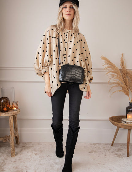 Dotsy Beige/Black - Blouse