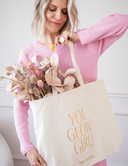 You Glow Girl Beige/Gold - Canvas Bag