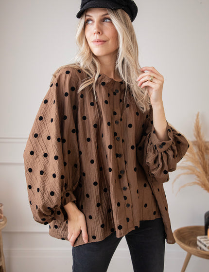 Dotsy Camel/Black - Blouse