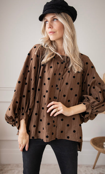 Dotsy Camel/Black - Blouse