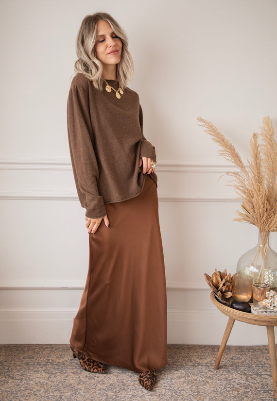 Silkylicious Brown - Maxi Skirt