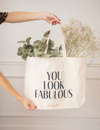 You Look Fabulous Beige/Black - Canvas Bag