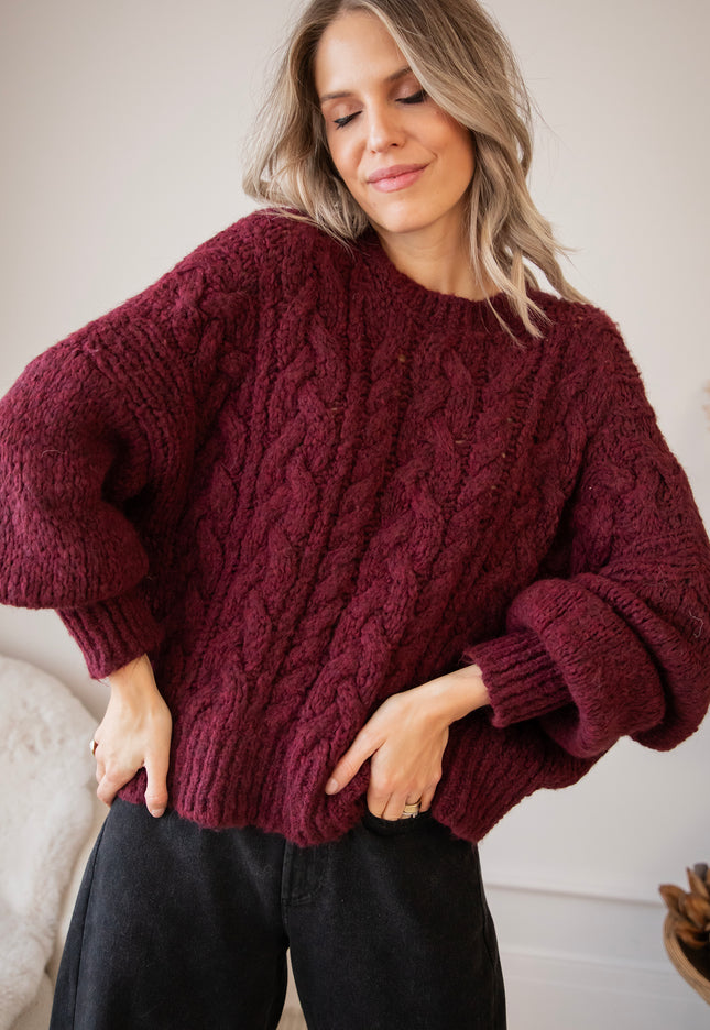 Cable Ease Bordeaux - Sweater