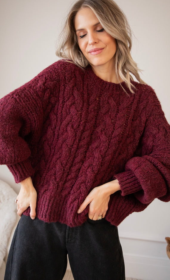 Pullover - Cable Ease - Bordeaux