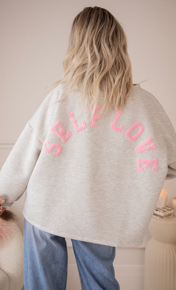 Lily Self Love Soft Grey/Baby Pink - Sweater