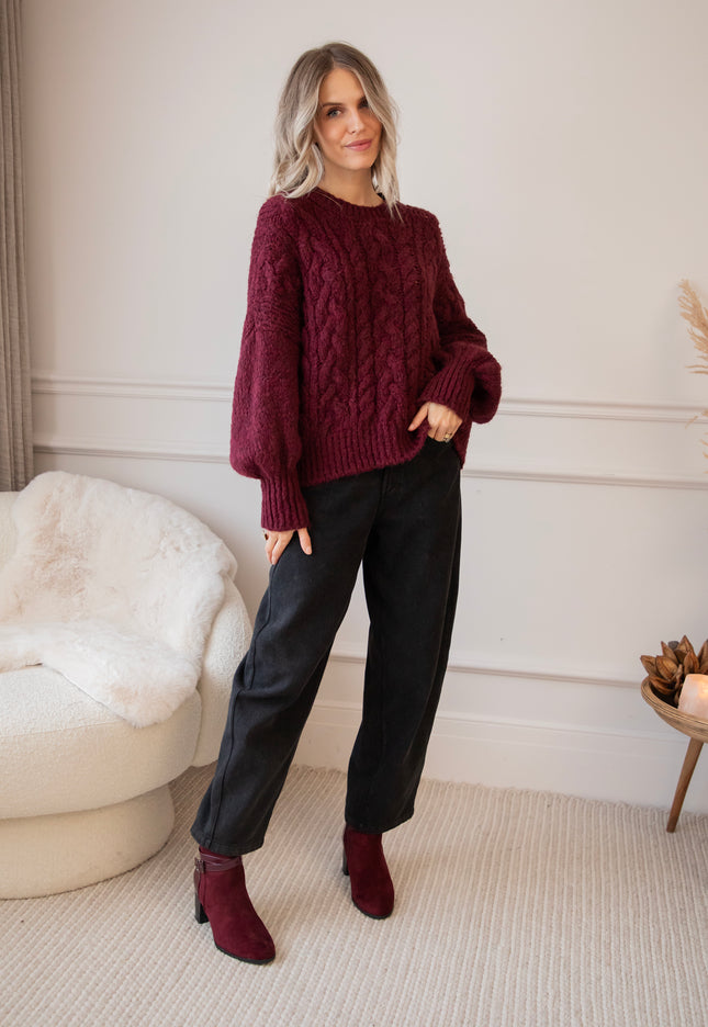Cable Ease Bordeaux - Sweater