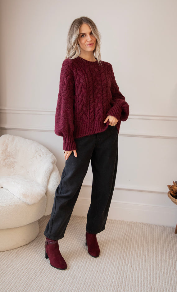 Pullover - Cable Ease - Bordeaux