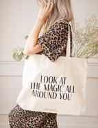 Magic Around You Beige/Black - Canvas Tas