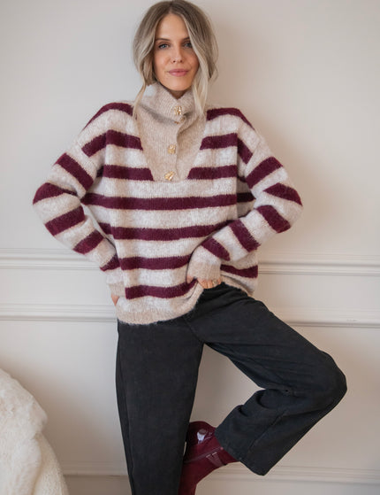 Stripes So Soft Bordeaux/Beige - Trui