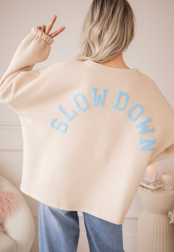 Lily Slow Down Beige/Baby Blue - Sweater