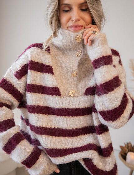 Stripes So Soft Bordeaux/Beige - Trui