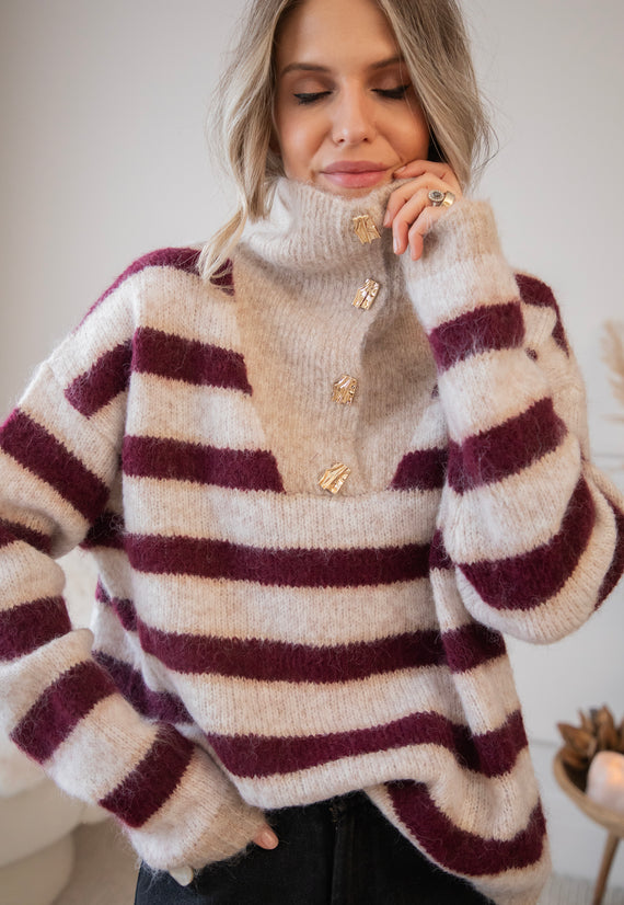 Stripes So Soft Bordeaux/Beige - Trui