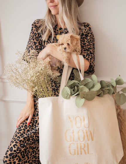 You Glow Girl Beige/Gold - Canvas Bag