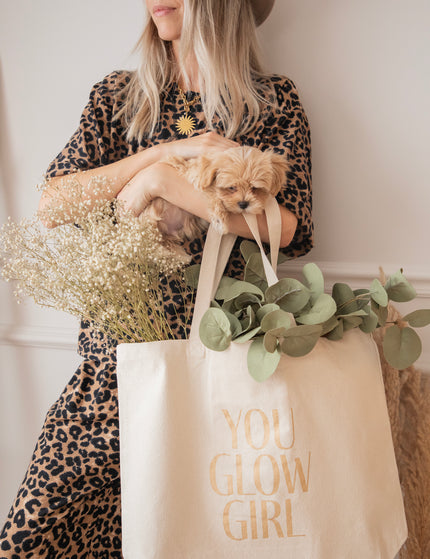 You Glow Girl Beige/Gold - Canvas Bag