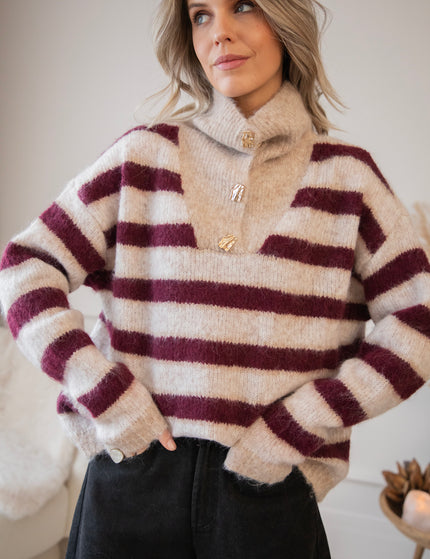 Stripes So Soft Bordeaux/Beige - Trui