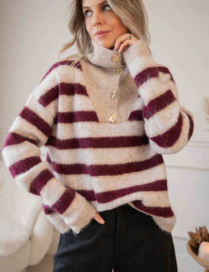 Stripes So Soft Bordeaux/Beige - Trui