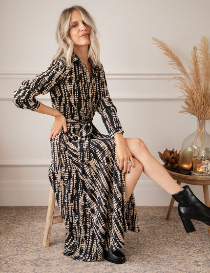 Serpentina Black/Beige - Maxi Jurk