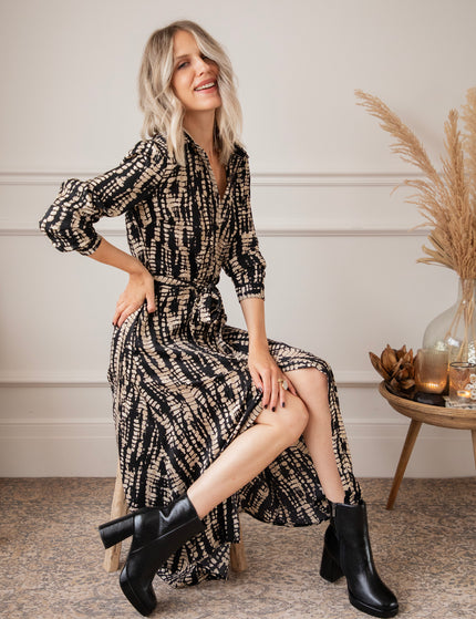 Serpentina Black/Beige - Maxi Jurk