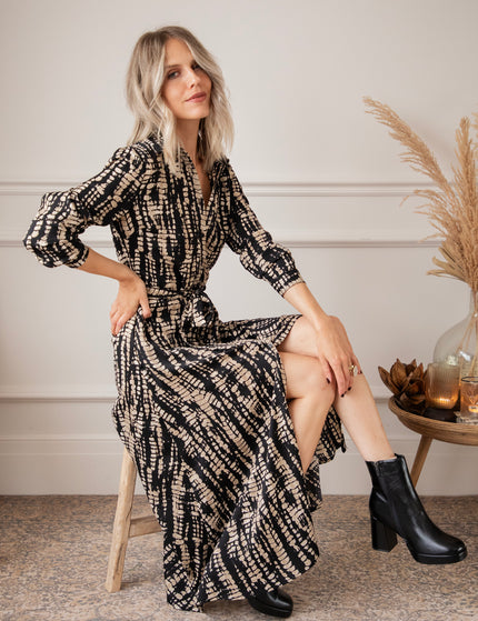 Serpentina Black/Beige - Maxi Jurk