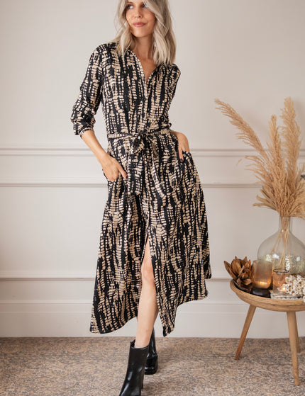Serpentina Black/Beige - Maxi Jurk