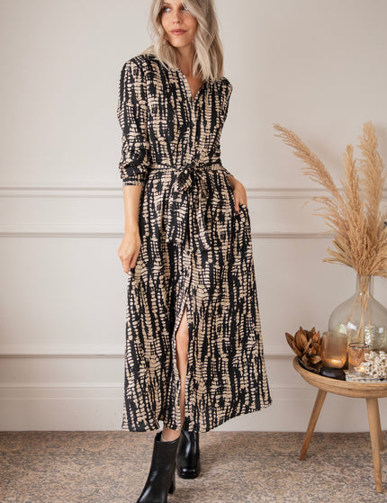 Serpentina Black/Beige - Maxi Jurk