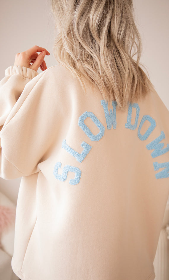 Lily Slow Down Beige/Baby Blue - Sweater