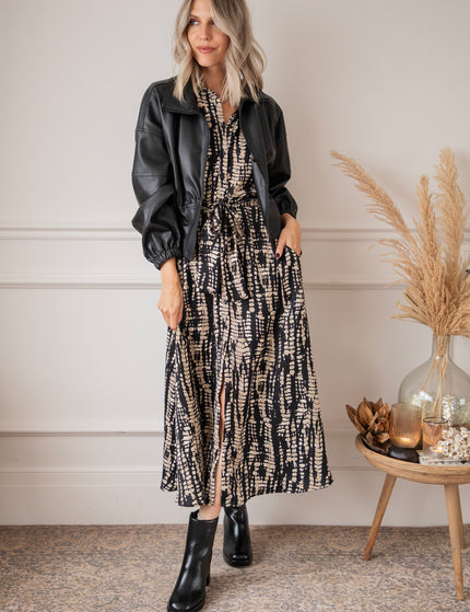 Serpentina Black/Beige - Maxi Jurk