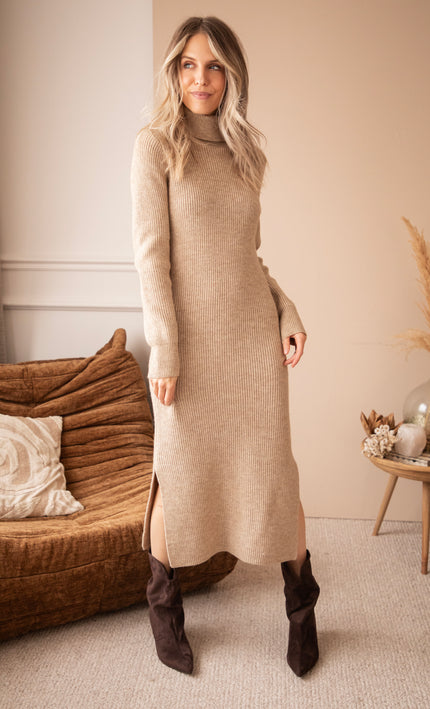 Caroll Taupe - Sweater Dress
