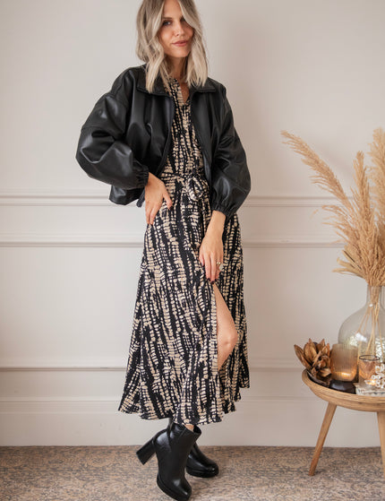 Serpentina Black/Beige - Maxi Jurk