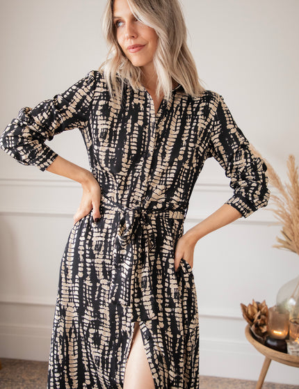 Serpentina Black/Beige - Maxi Jurk
